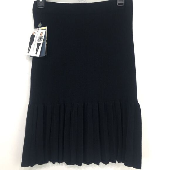 Catherine Malandrino X Design Nation Black Knit Pleated Peplum Hem Skirt NEW - Picture 1 of 13